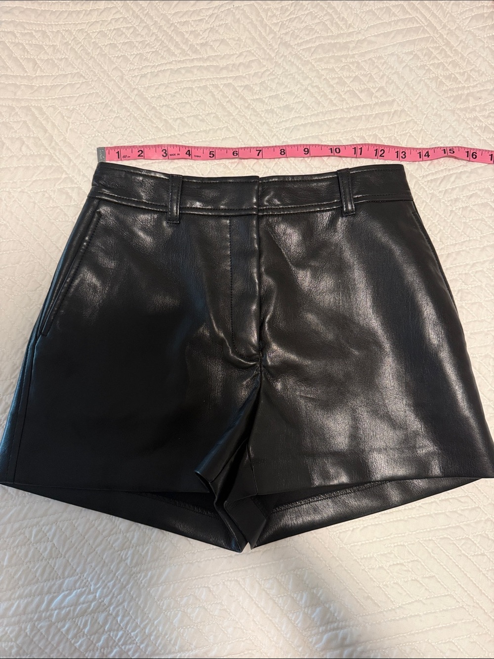Babaton Black Faux Leather High-Rise Shorts